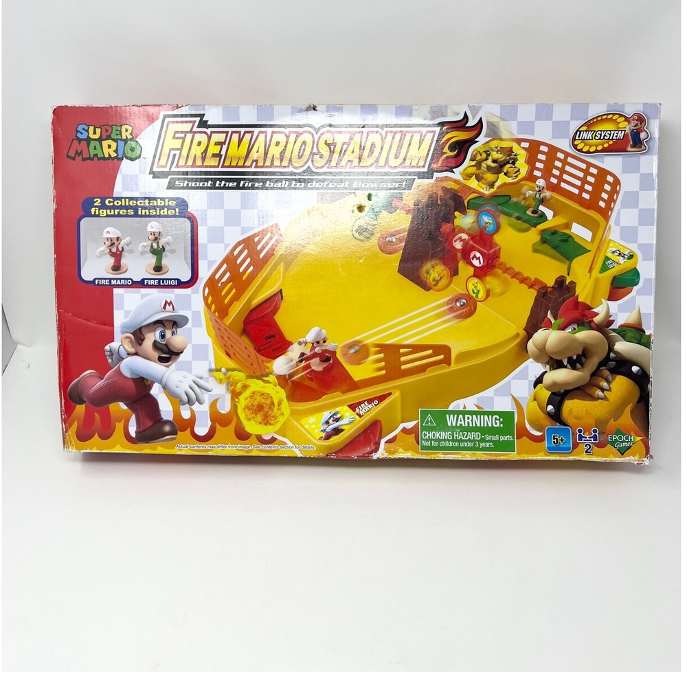 Super Mario Fire Stadium Tabletop Game Epoch Bowser Battle Figures Open Box